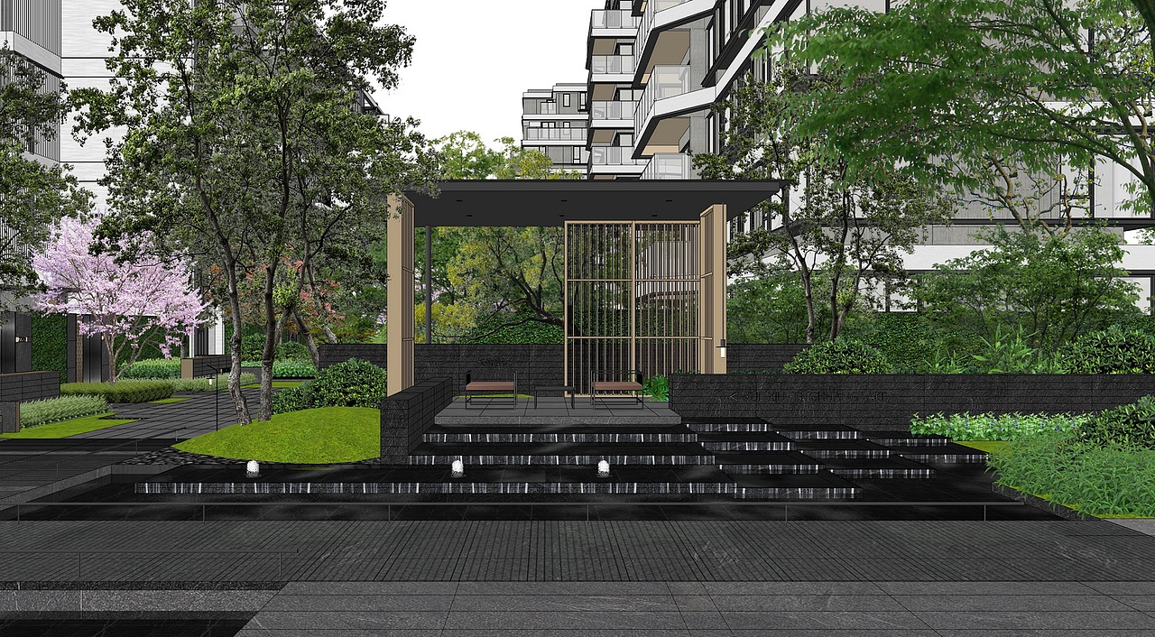 越秀凤凰湖大区景观SU模型下载