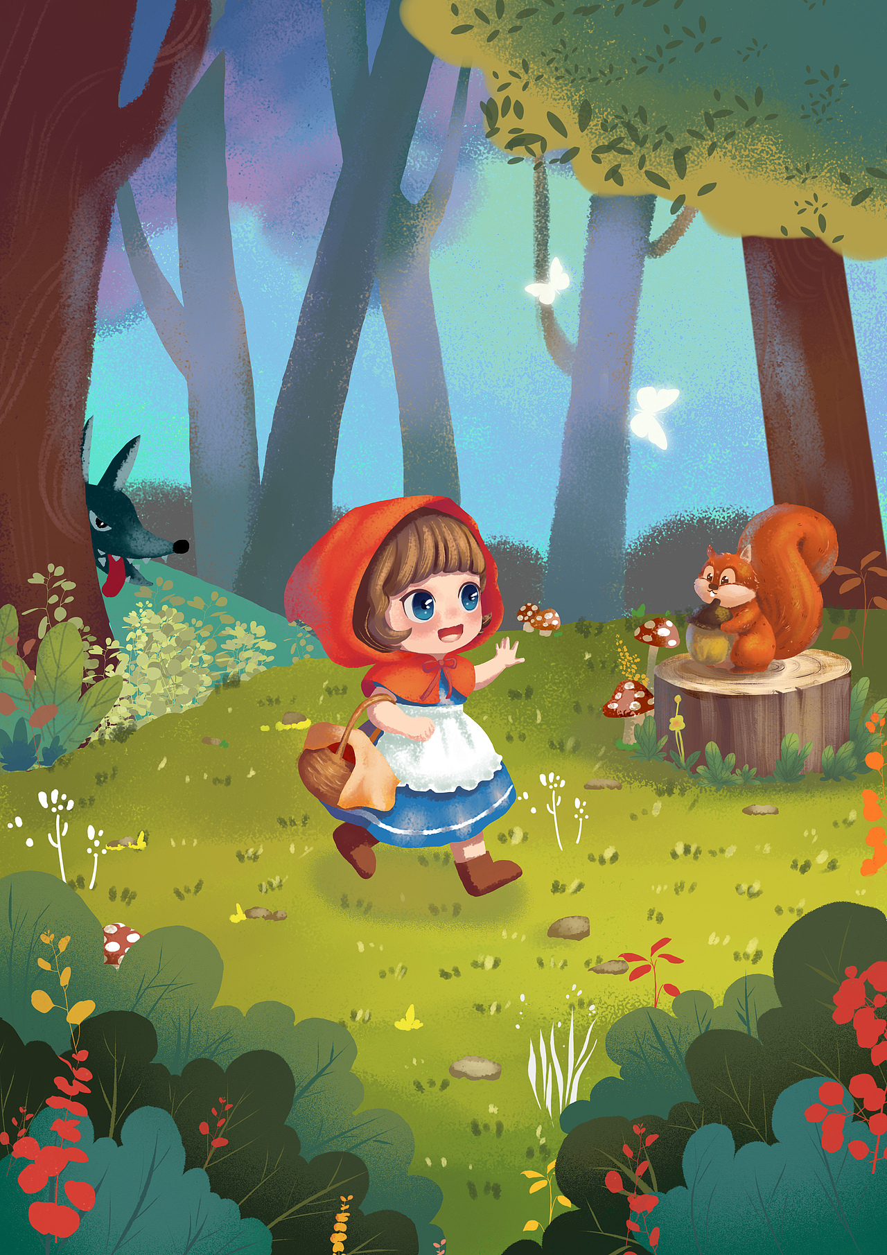 小紅帽（圖ZMzIzNjM5MDky） - 兒童插畫 - 站酷設(shè)計師蟬下貓原創(chuàng)素材 - 站酷ZCOOL