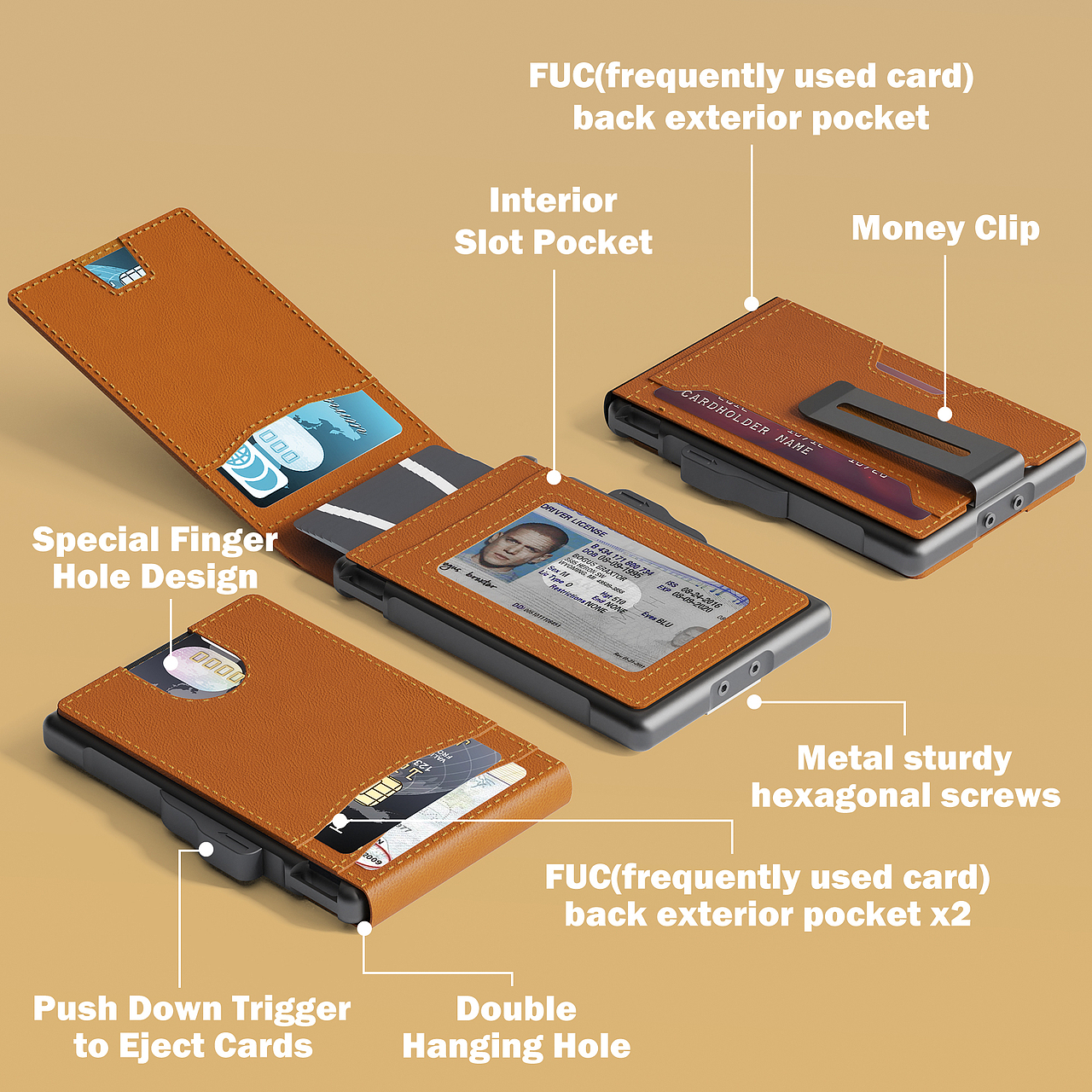 亚马逊卡夹钱包渲染设计