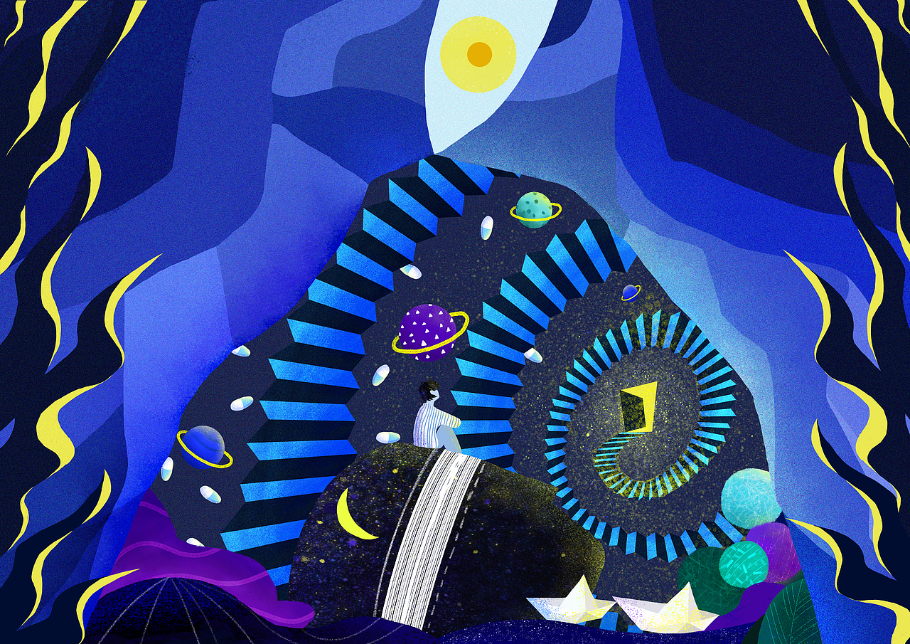 黎明之前插画设计（抑郁症原创插画设计）（图ZMzAxNTIwMzQw） - 绘本 - 站酷设计师橙小皮原创素材 - 站酷ZCOOL