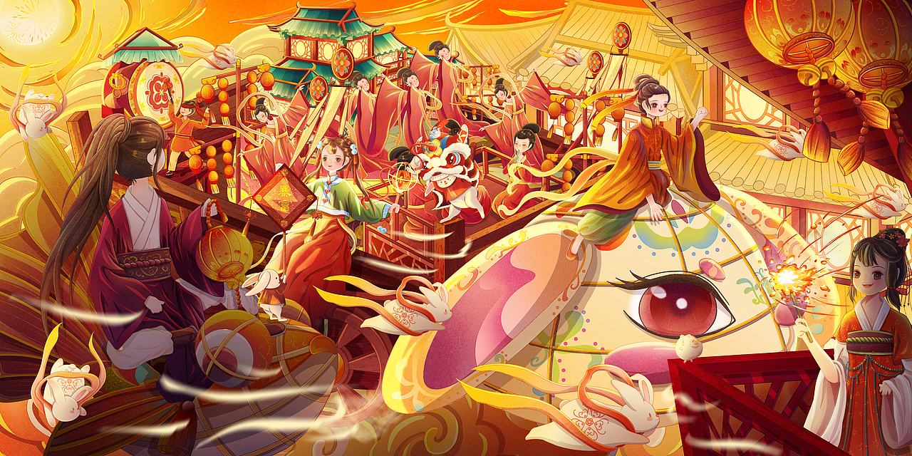 节日国风氛围插画集合（图ZMzIzNTYzNTk2） - 商业插画 - 站酷设计师考拉kara_L原创素材 - 站酷ZCOOL