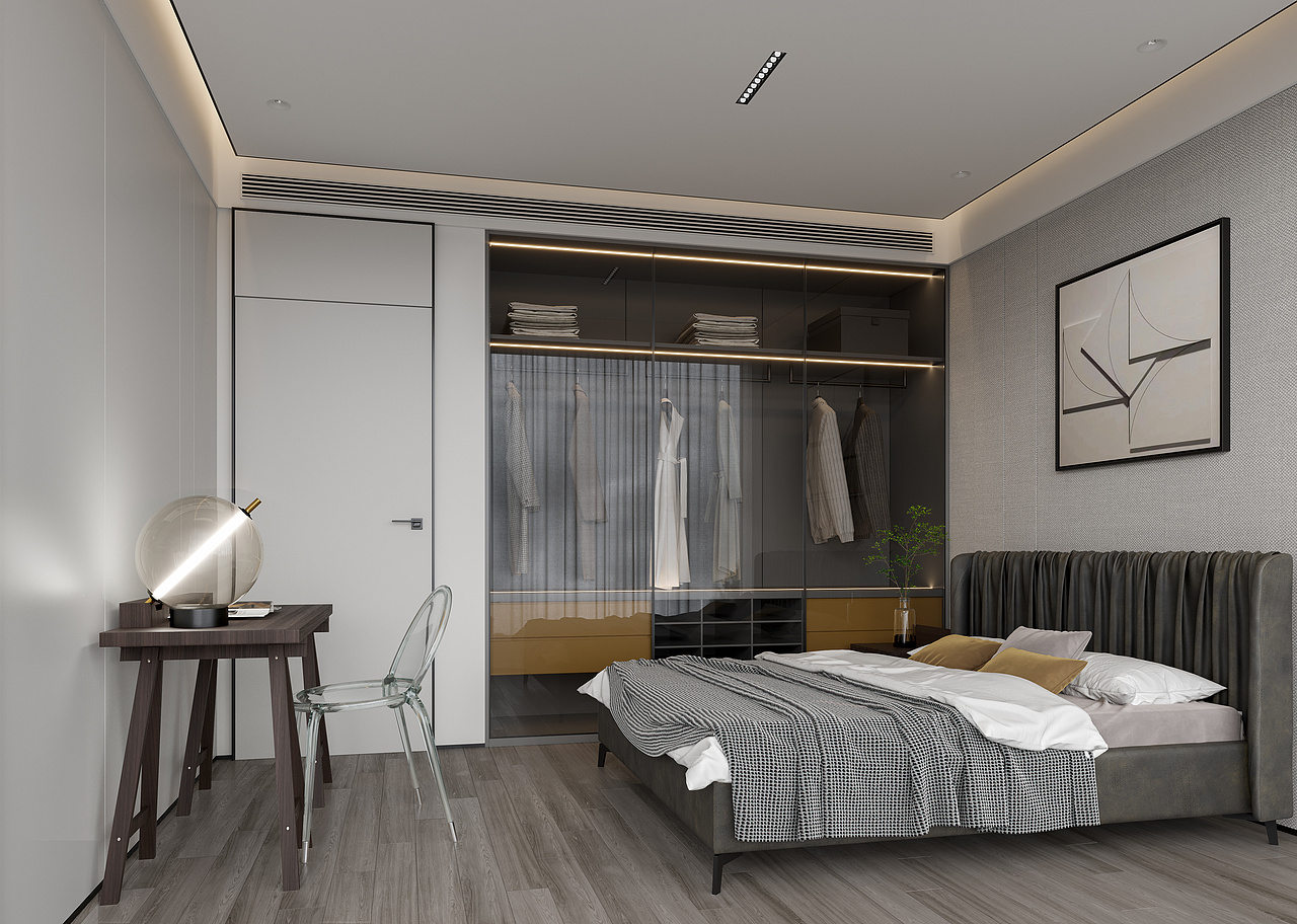 黑白灰意式极简风,奢雅有度,通透大气。