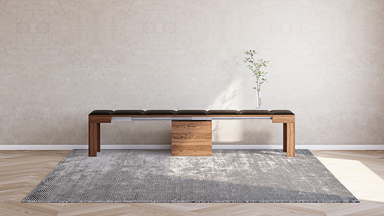 一张桌子和一条板凳