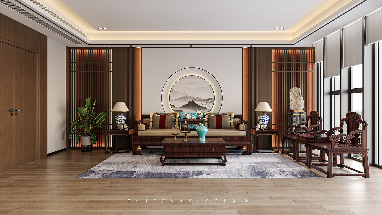 新中式办公室  清雅含蓄、精雕细琢的层次之美