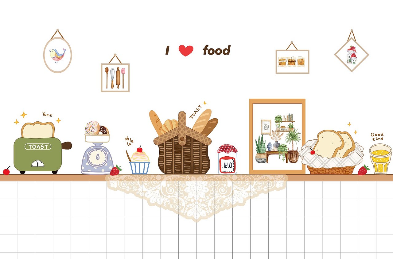 防油贴系列之-田园清新插画