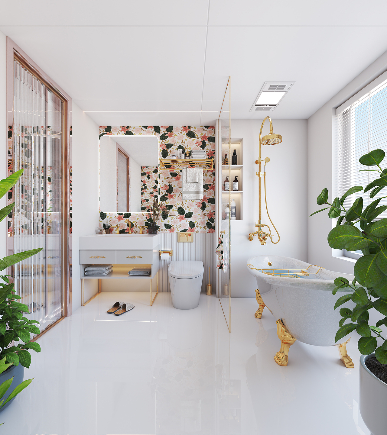 复古卫生间粉色系