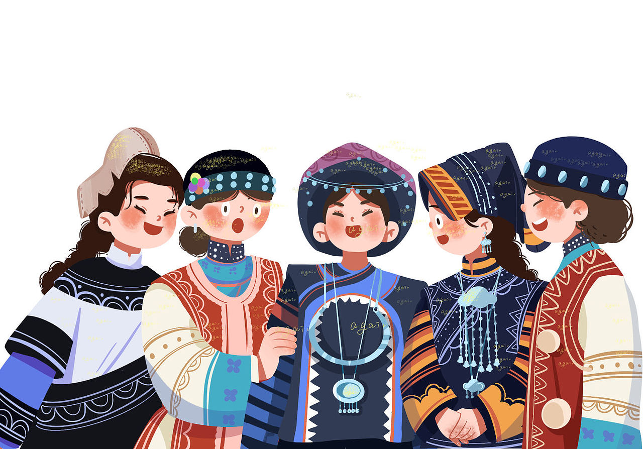 民族人物插画（图ZMzYwMzkxODAw） - 绘本 - 站酷设计师啊盖桑原创素材 - 站酷ZCOOL