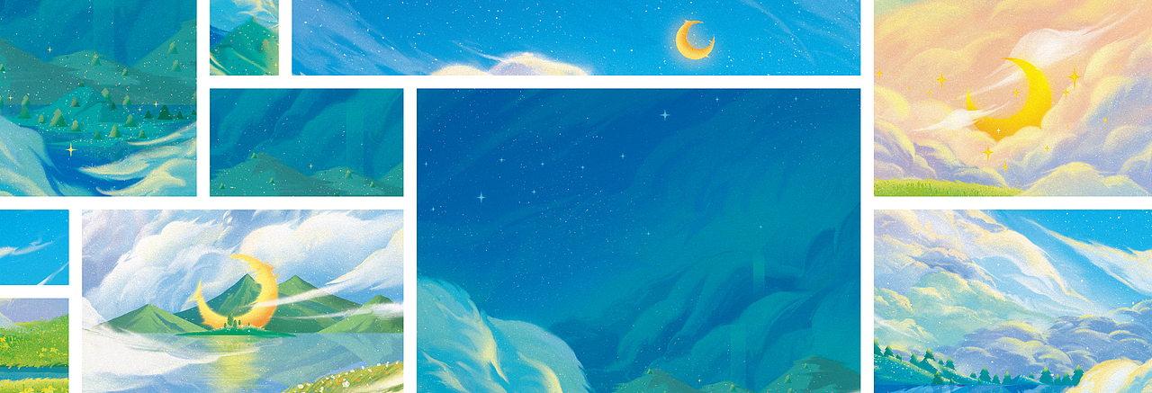 [ 云之国 ] 云和月的故事合集（图ZMzEwMDk5Nzc2） - 商业插画 - 站酷设计师飞想飞原创素材 - 站酷ZCOOL