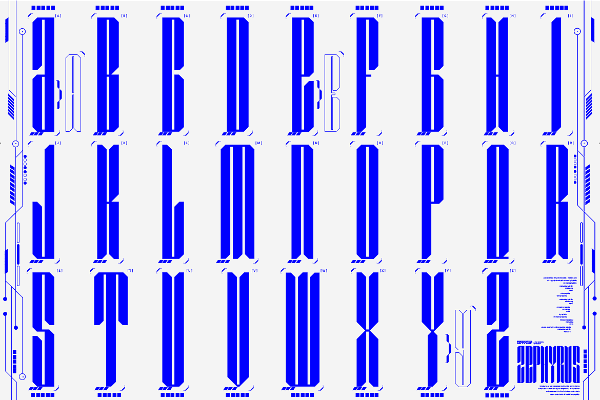 科幻潮流机能电竞游戏潮牌标识海报浓缩英文字体家族