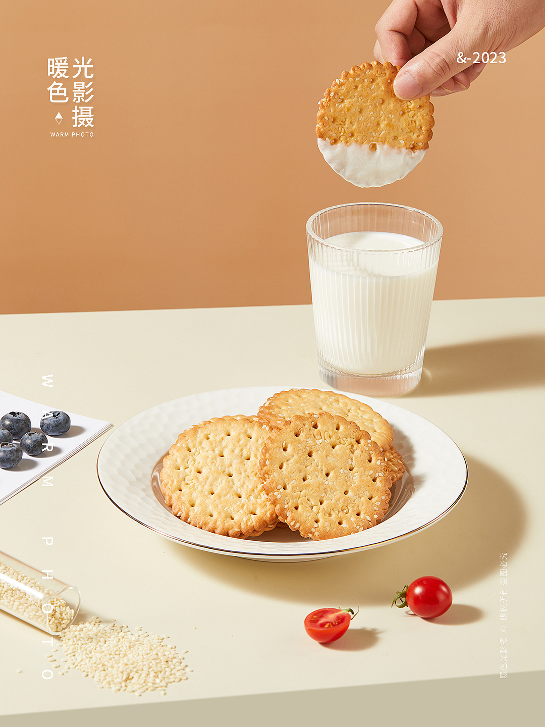 零食拍摄 芝麻饼 饼干 轻食卡纸