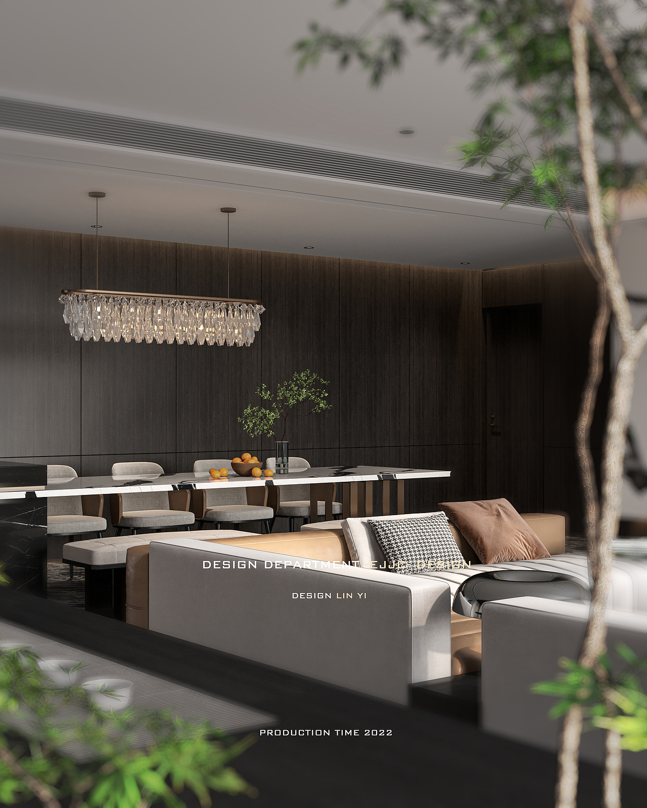 黑橙低奢样板房-设计案例-效果