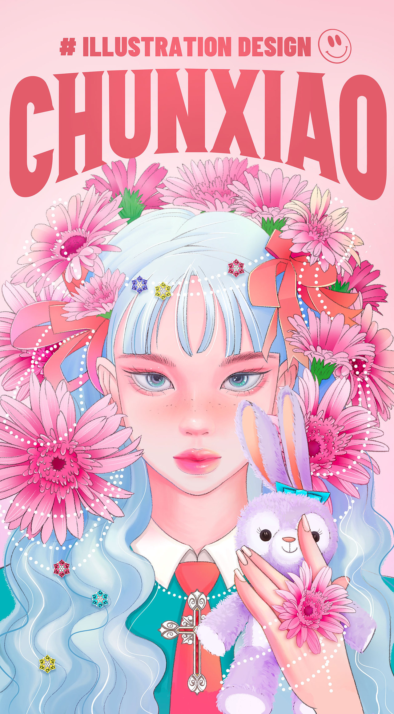 花与女孩｜我路过，刚好你盛开 人物插画设计（图ZMjk5MDU3ODcy） - 艺术插画 - 站酷设计师293556866原创素材 - 站酷ZCOOL