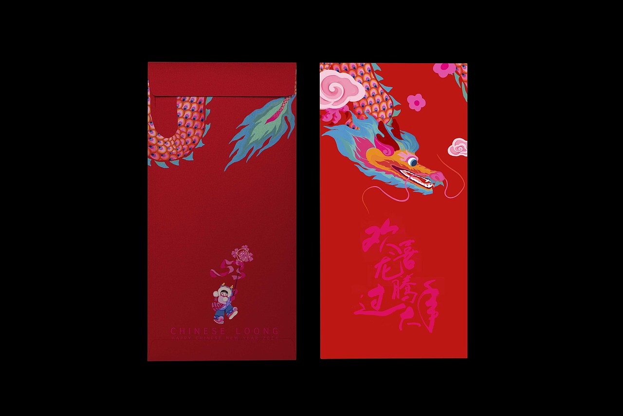 新春国风插画 |《欢喜龙腾过大年》（图ZMzYwMDg5MDE2） - 商业插画 - 站酷设计师石榴LIRIS原创素材 - 站酷ZCOOL