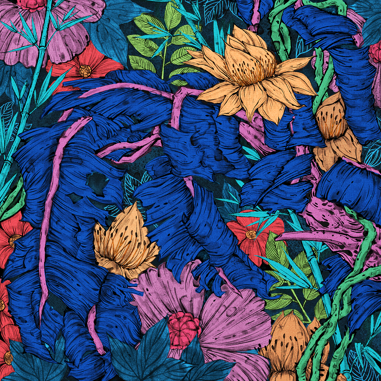 啤酒包装插画|黑白花卉|国画水墨