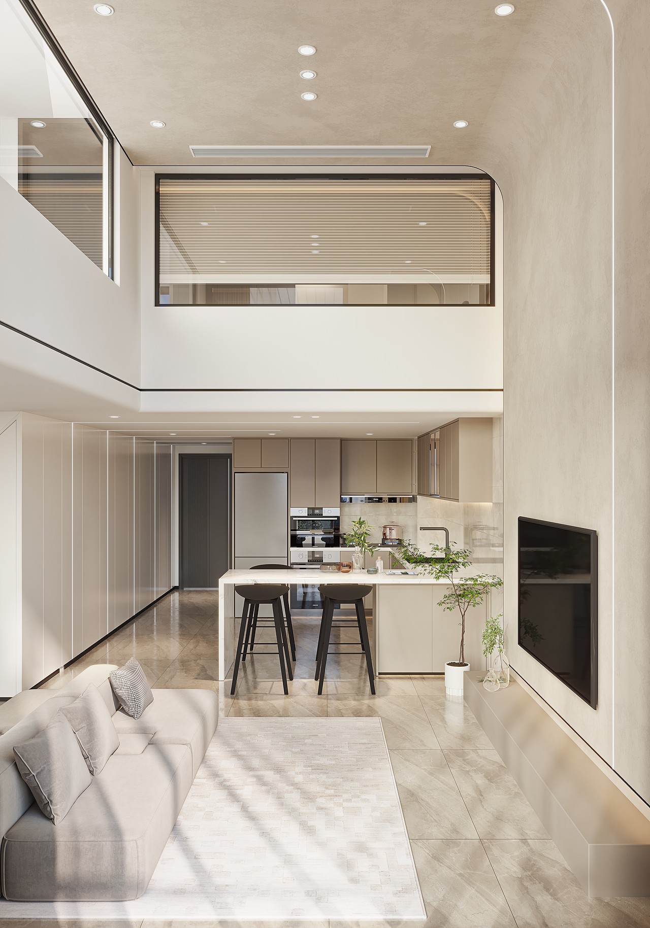 深圳如愿空间设计:瑧湾汇极简复式120㎡,