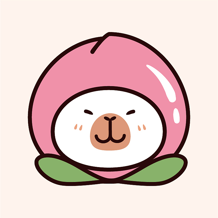 卡皮巴拉水豚萌萌IP卡通形象插画水果系列