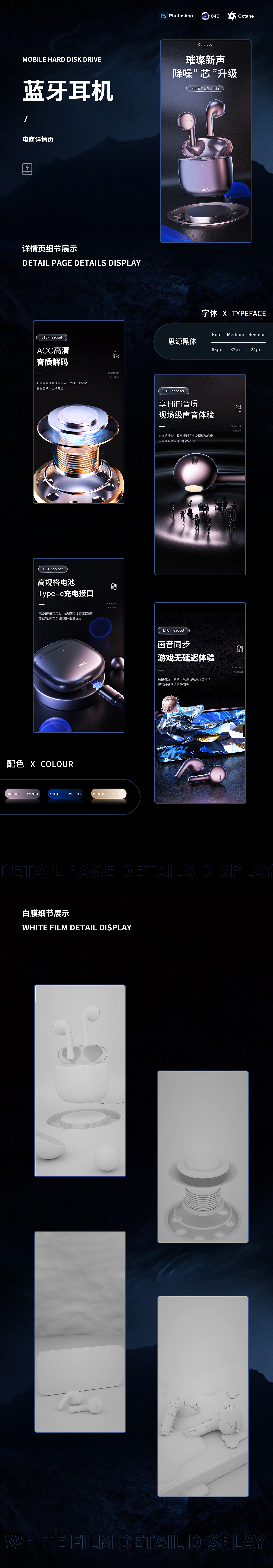 3c数码详情页X2 钢化膜 蓝牙耳机