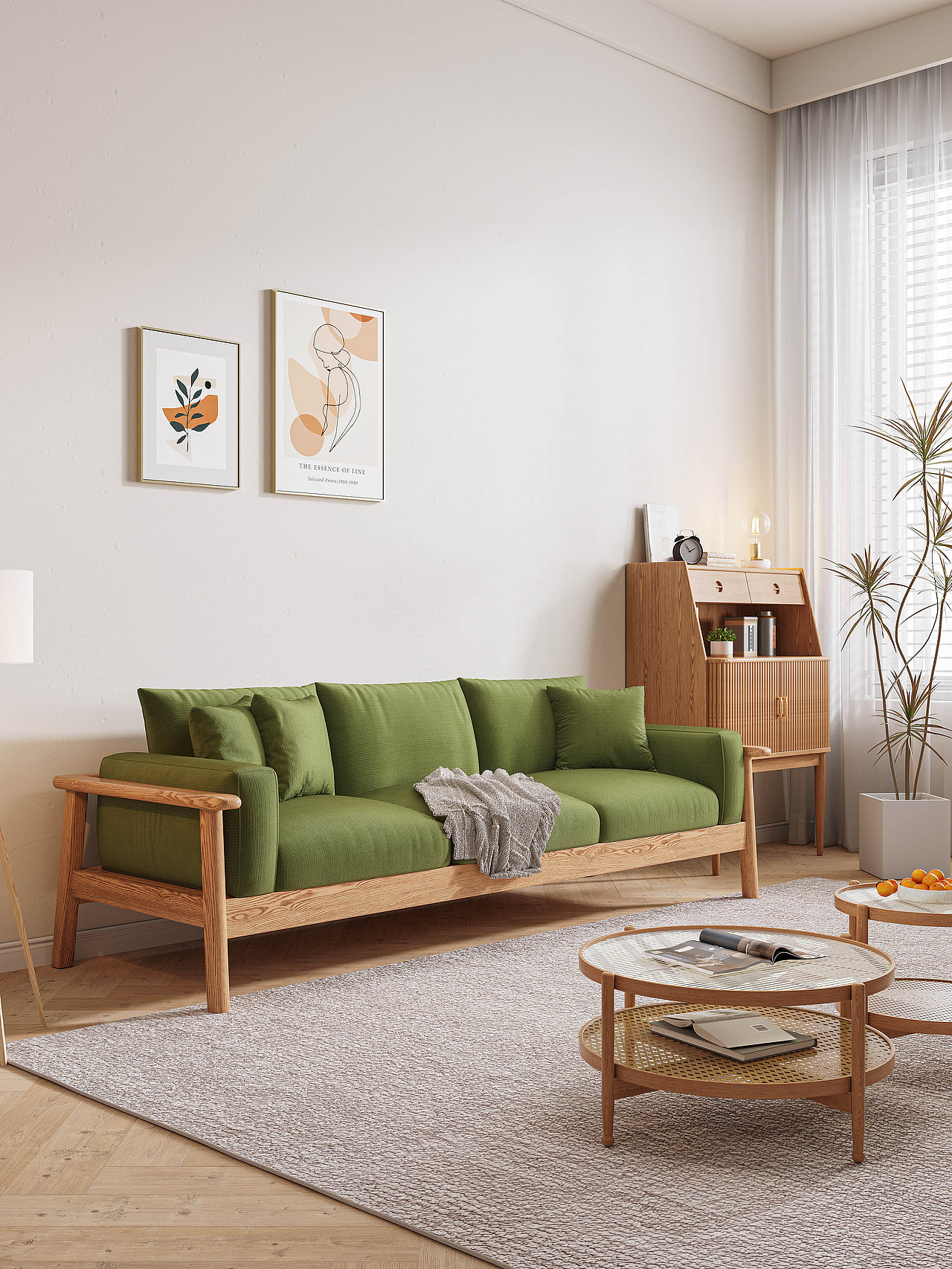 原木沙发建模渲染