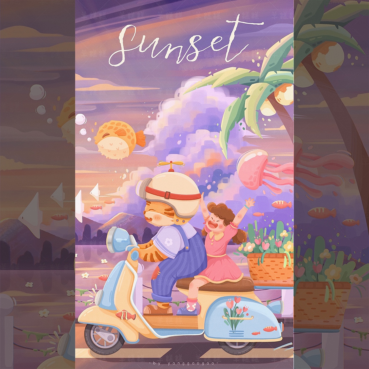 一起去兜风吧,迎着夕阳~