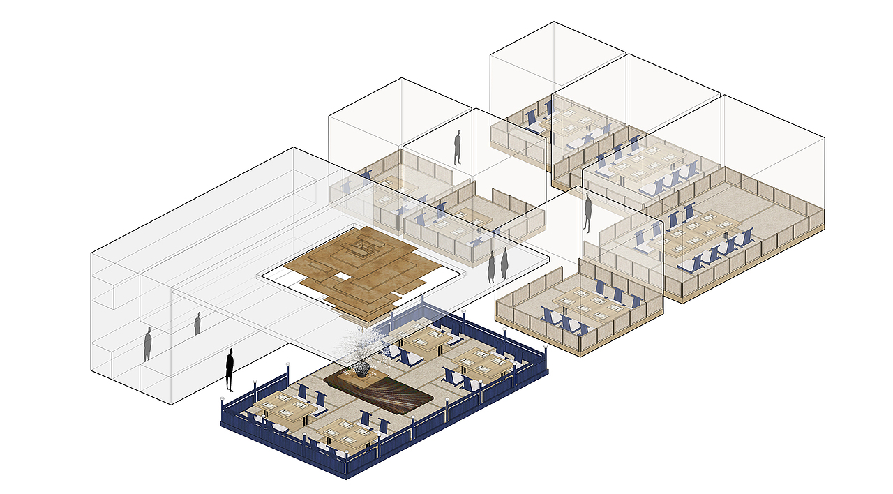 正是以此为出发点,一路溯源至关西的文化重镇——京都。在这座千年古都的神社、佛阁、庭院、绘画中,汲取了诸多意象,结合对傲鳗品牌精神的理解,从空间的结构、材质,到场景的塑造,将美食、文化、设计恰如其分的融合,形成了独有的空间体验。
<br><br>情境