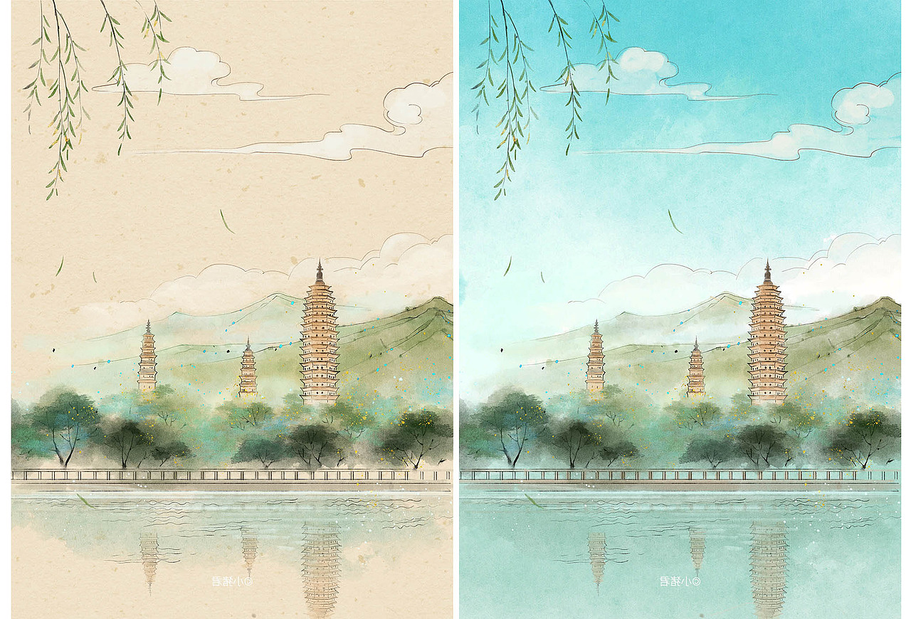 中国河山风景系列（图ZMzI5NDA4NTk2） - 商业插画 - 站酷设计师小猪君原创素材 - 站酷ZCOOL