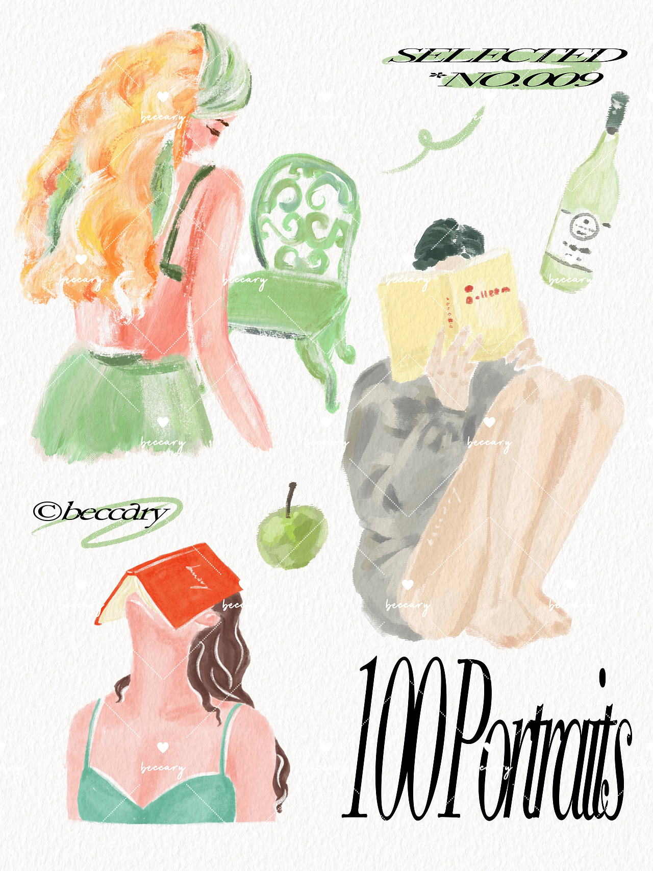 ｛100 Portraits｝100张女孩肖像插画（图ZMzQ0MjU5Njg0） - 艺术插画 - 站酷设计师beccary原创素材 - 站酷ZCOOL