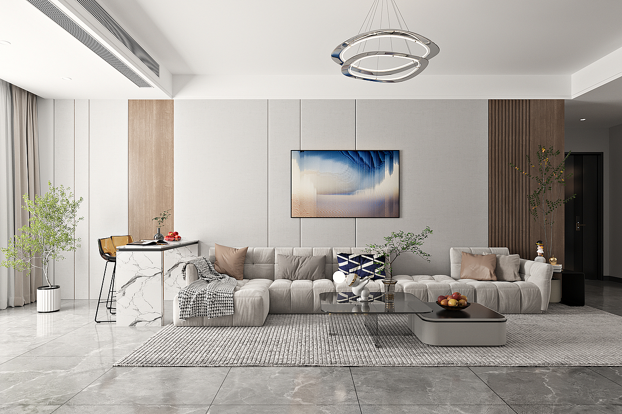 现代简约家装客餐厅原木风卧室