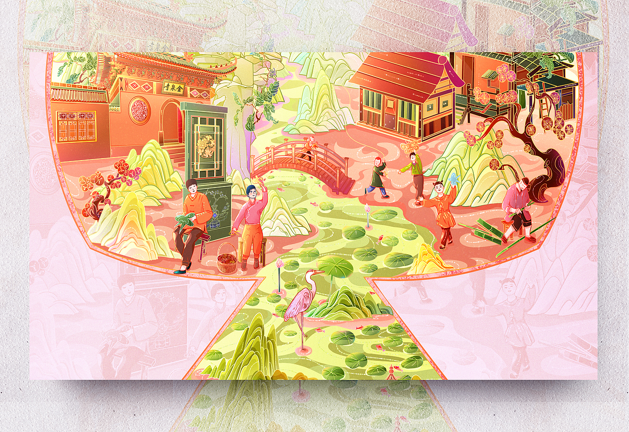 城市美食-担担面 | 非遗-风筝（图ZMzAwNDEwNTM2） - 商业插画 - 站酷设计师向阳的西瓜原创素材 - 站酷ZCOOL