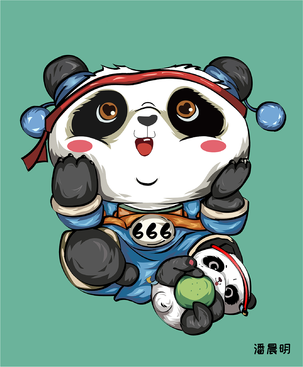 粗线条新国潮风插画