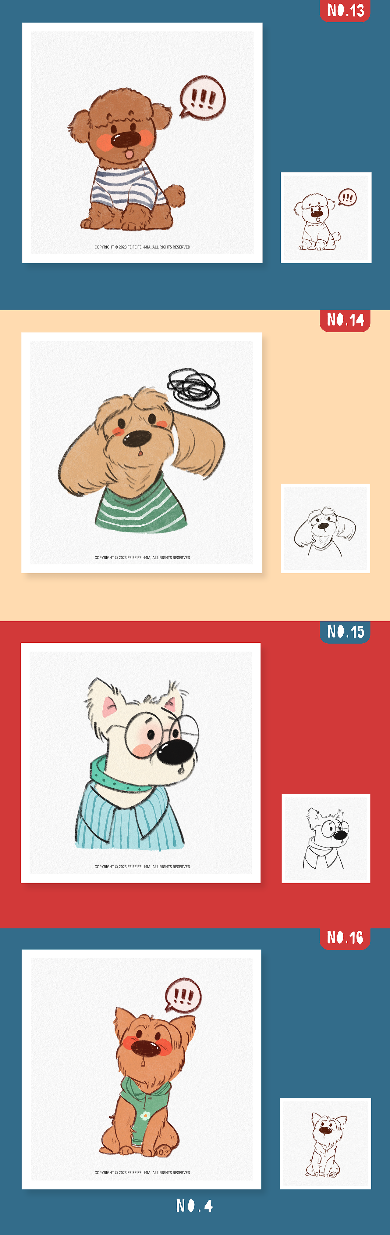 小狗系列原创插画 NO.13-24（第2部分）