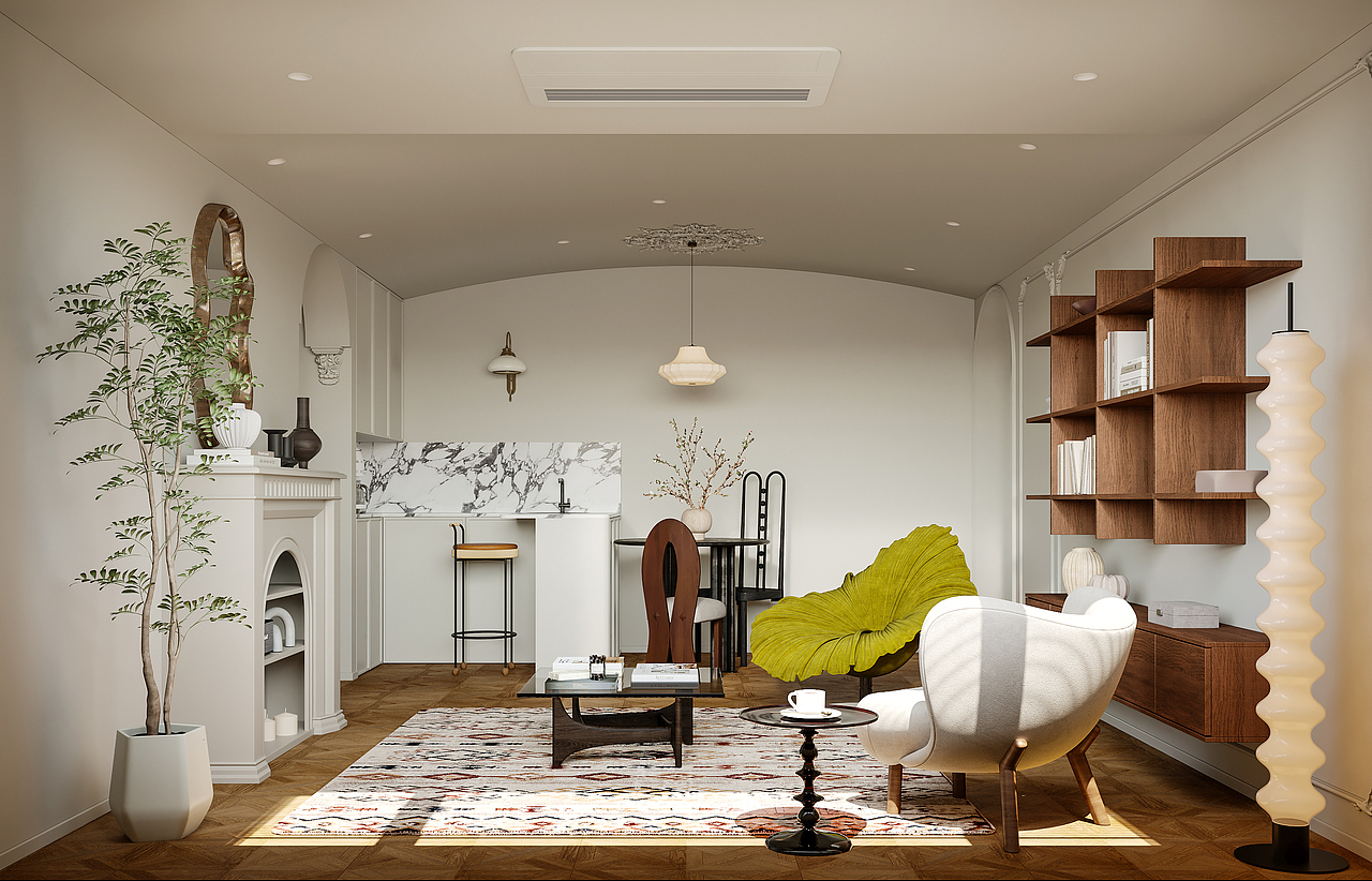 现代复古风格效果图表现（图ZMzQwMjUxNjM2） - 家装设计 - 站酷设计师呜叽唛叽原创素材 - 站酷ZCOOL