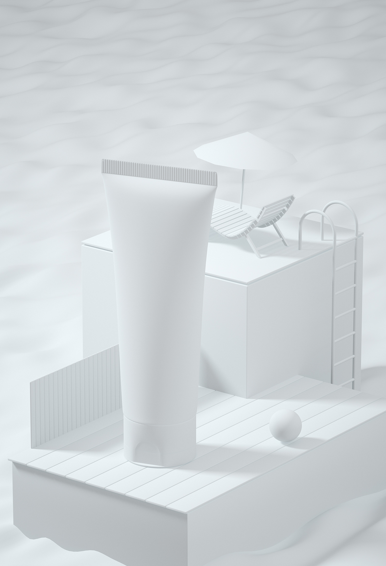 男士洗面奶洗发水沐浴露面膜洗护套装三维建模渲染