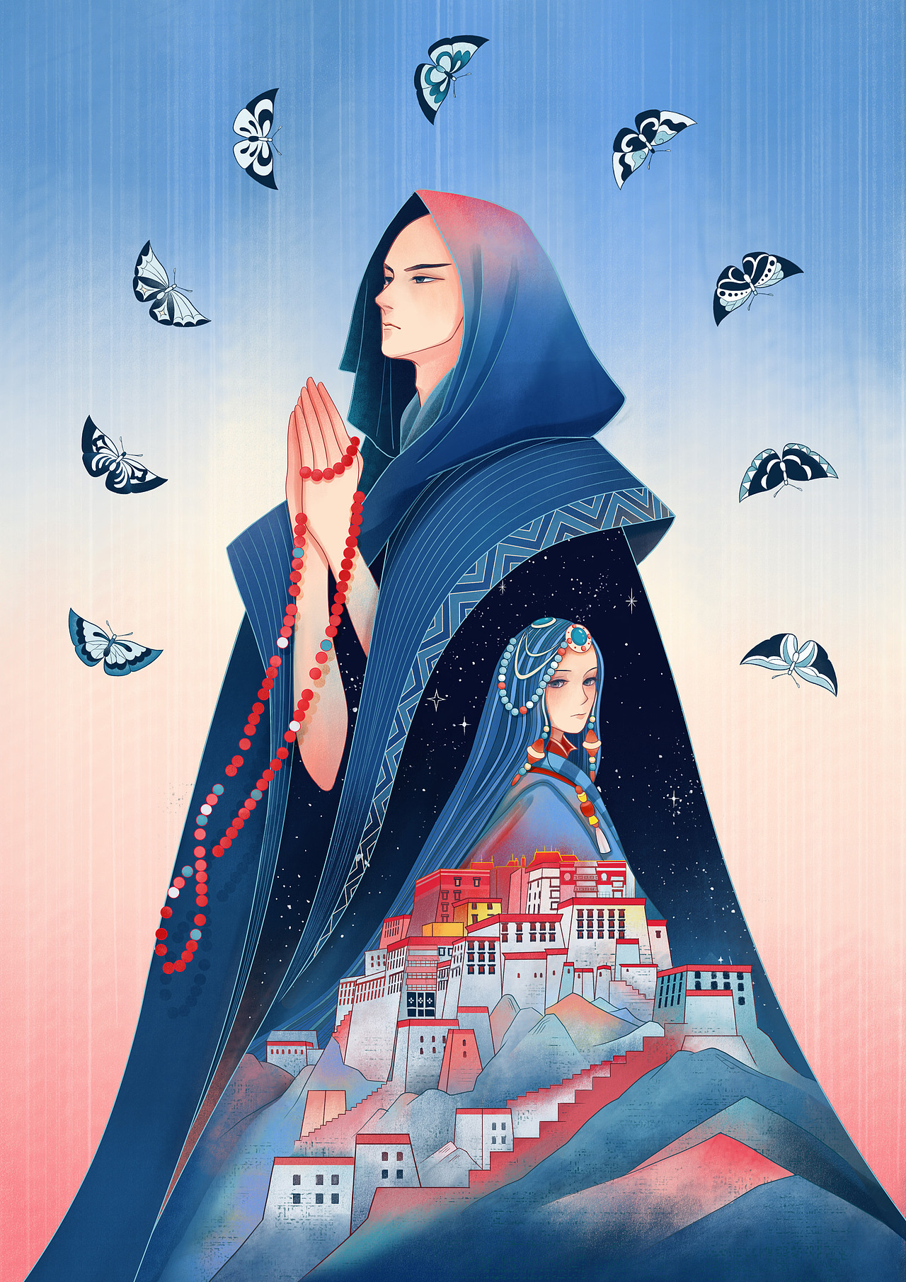 仓央嘉措诗集插画创作（图ZMzQyNTg1ODcy） - 商业插画 - 站酷设计师阿梓Tina原创素材 - 站酷ZCOOL