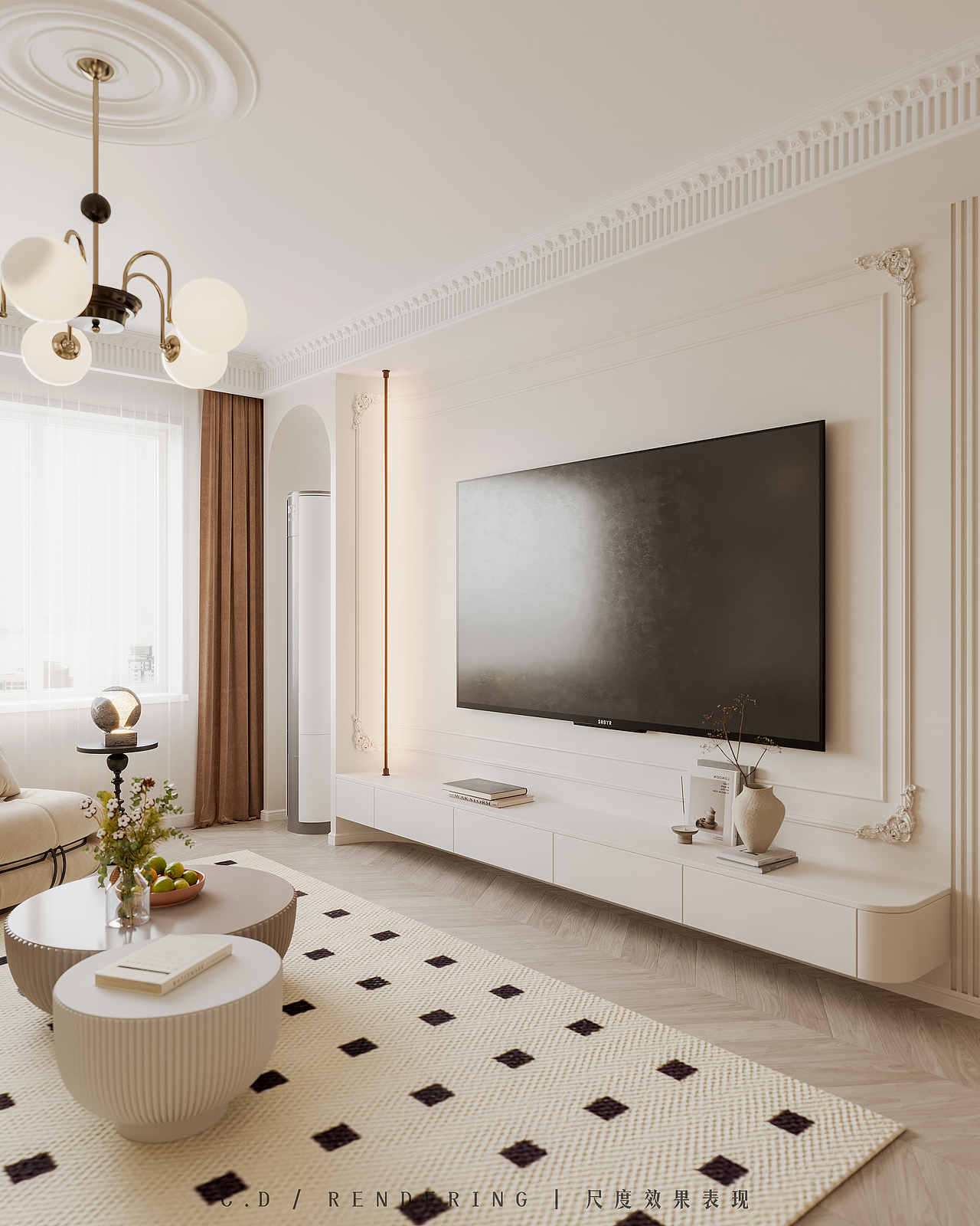 法式奶油风家居渲染