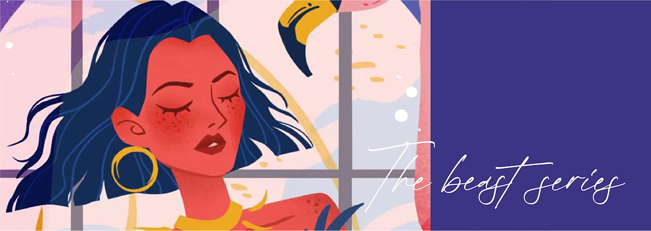 扁平时尚插画-野兽系列