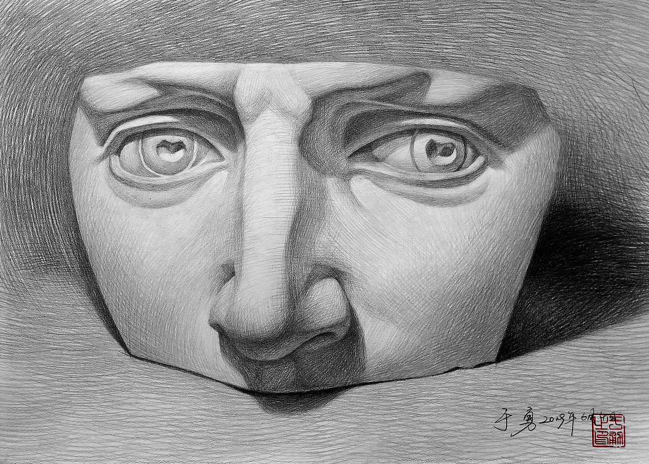 素描练习—石膏五官写生5张