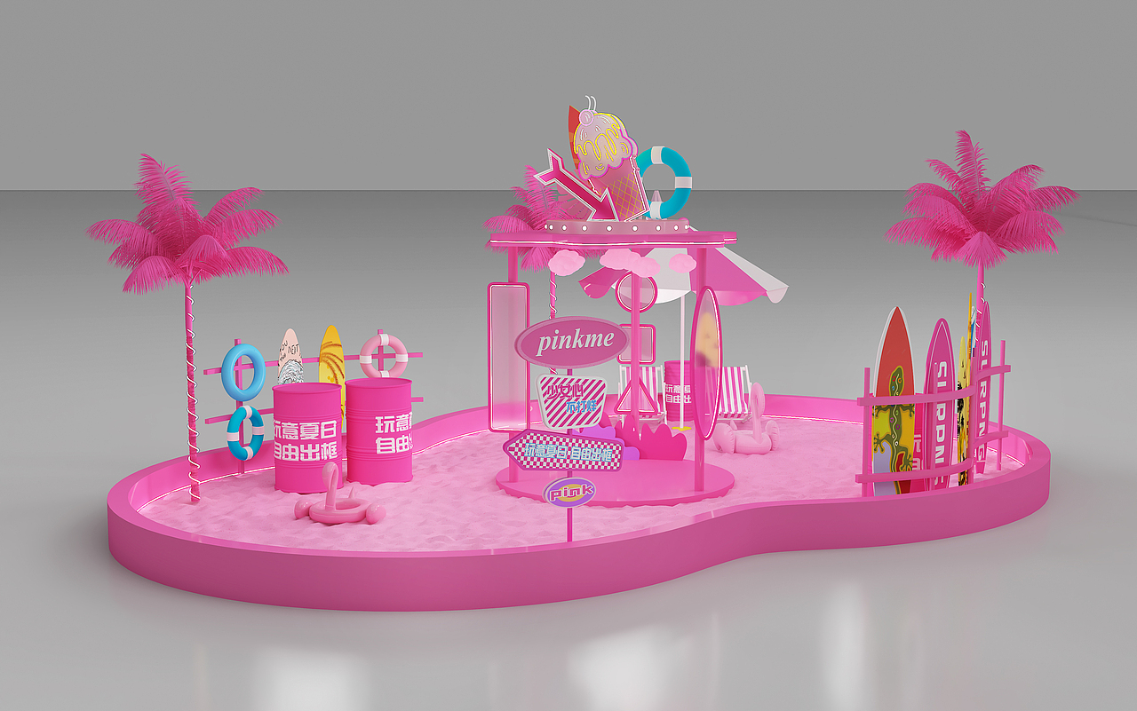 夏日沙灘，夏日美陳戶外打卡區(qū)（圖ZMzA3MDcwOTY4） - 建筑/空間 - 站酷設計師加一份甜不辣原創(chuàng)素材 - 站酷ZCOOL