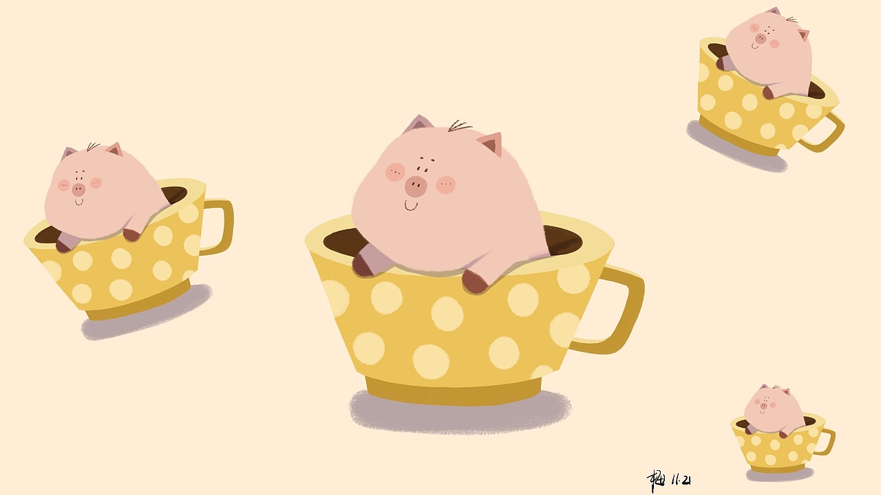小猪在想什么呢（图ZMzIzMTI3NDgw） - 儿童插画 - 站酷设计师憨子梅原创素材 - 站酷ZCOOL