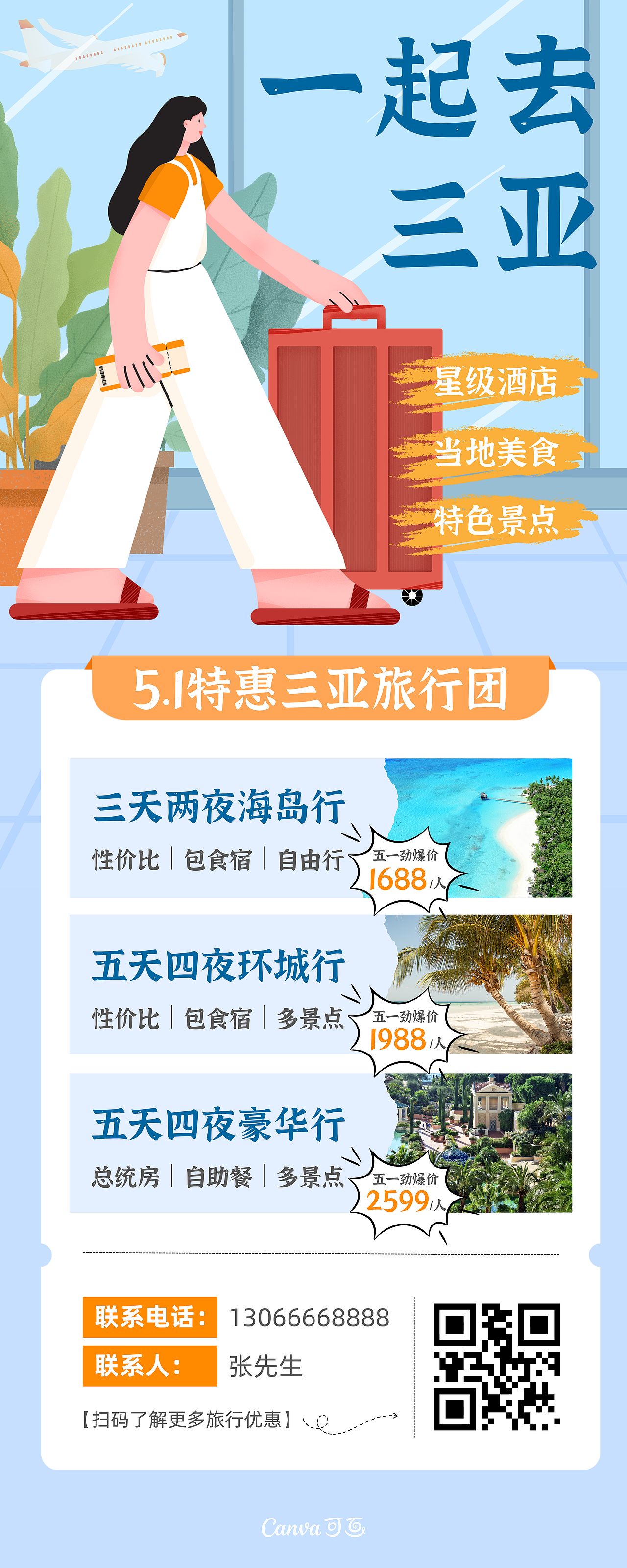五一劳动节旅游出行宣传运营插画物料