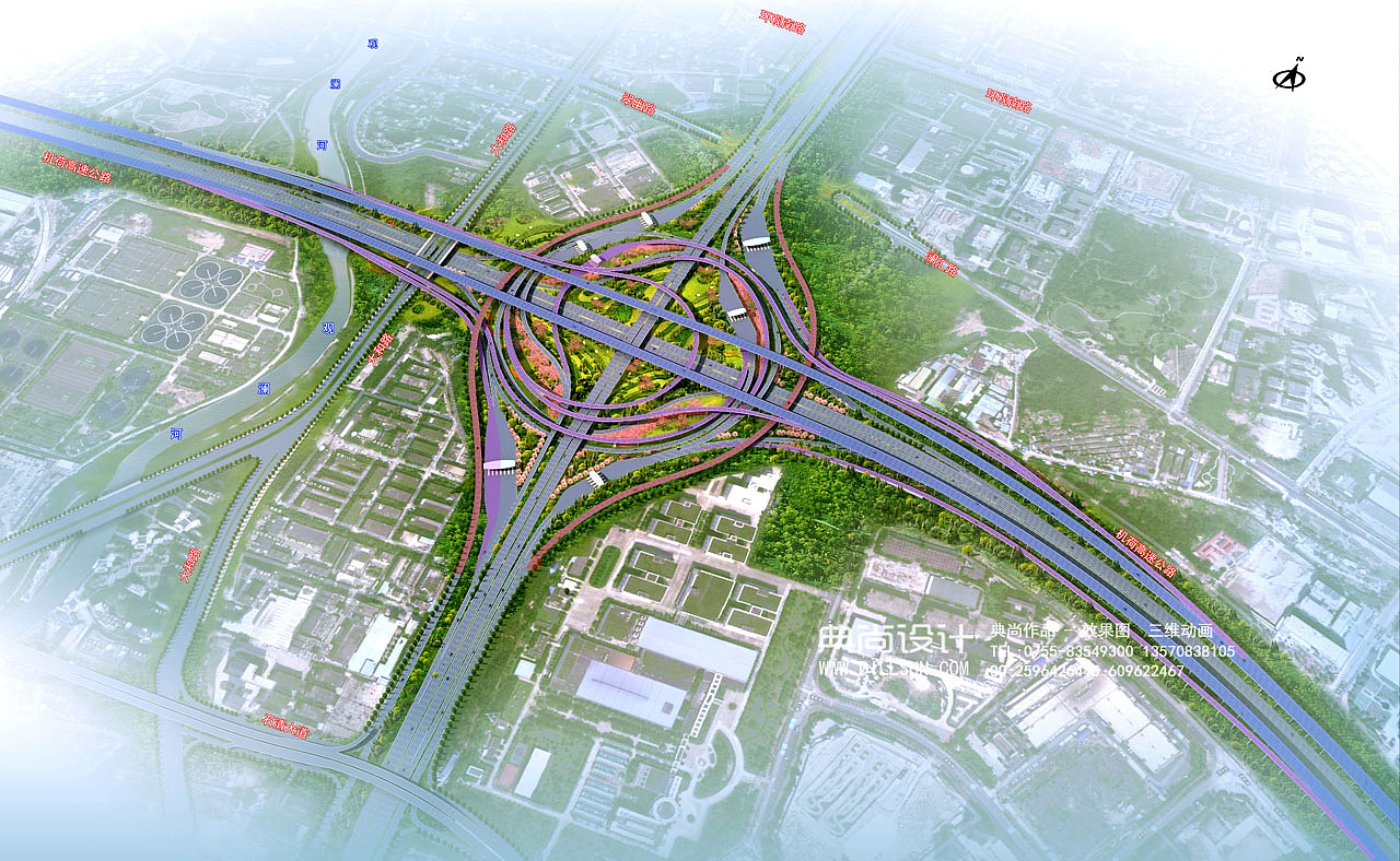 互通效果图3互通立交设计鸟瞰效