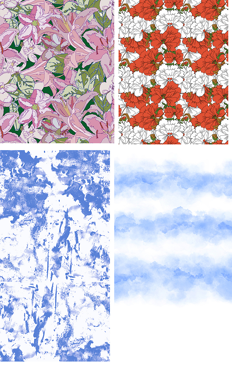 原创手绘四方连续印花图设计（图ZMzE1ODI0NDY0） - 艺术插画 - 站酷设计师鱼若蓝原创素材 - 站酷ZCOOL