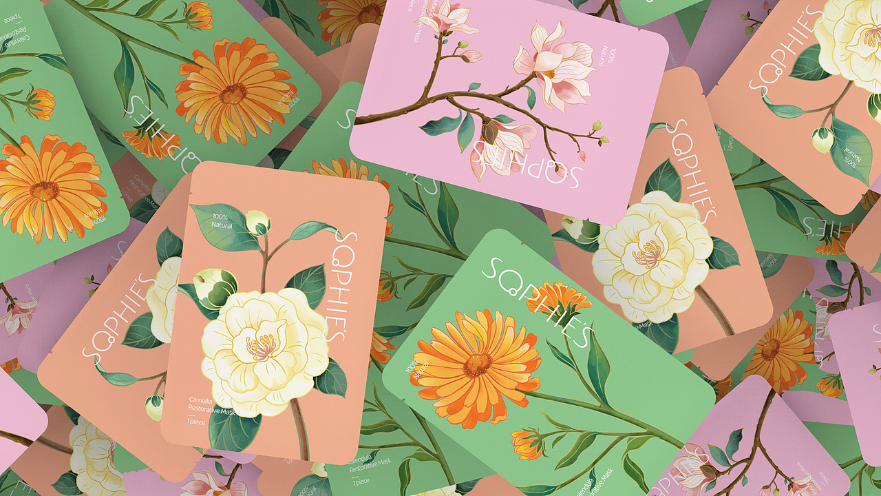 sophie's 护肤品包装设计 | 原创 插画