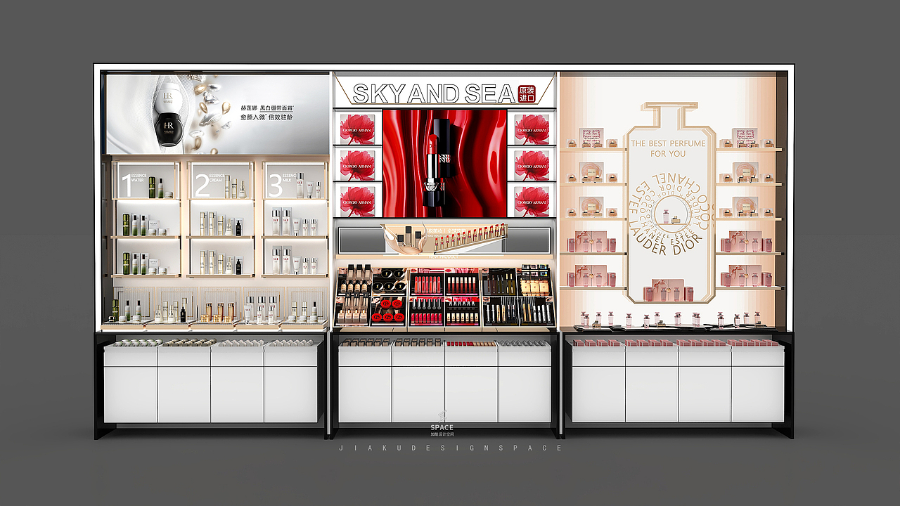 超细节设计的美妆进口品背柜