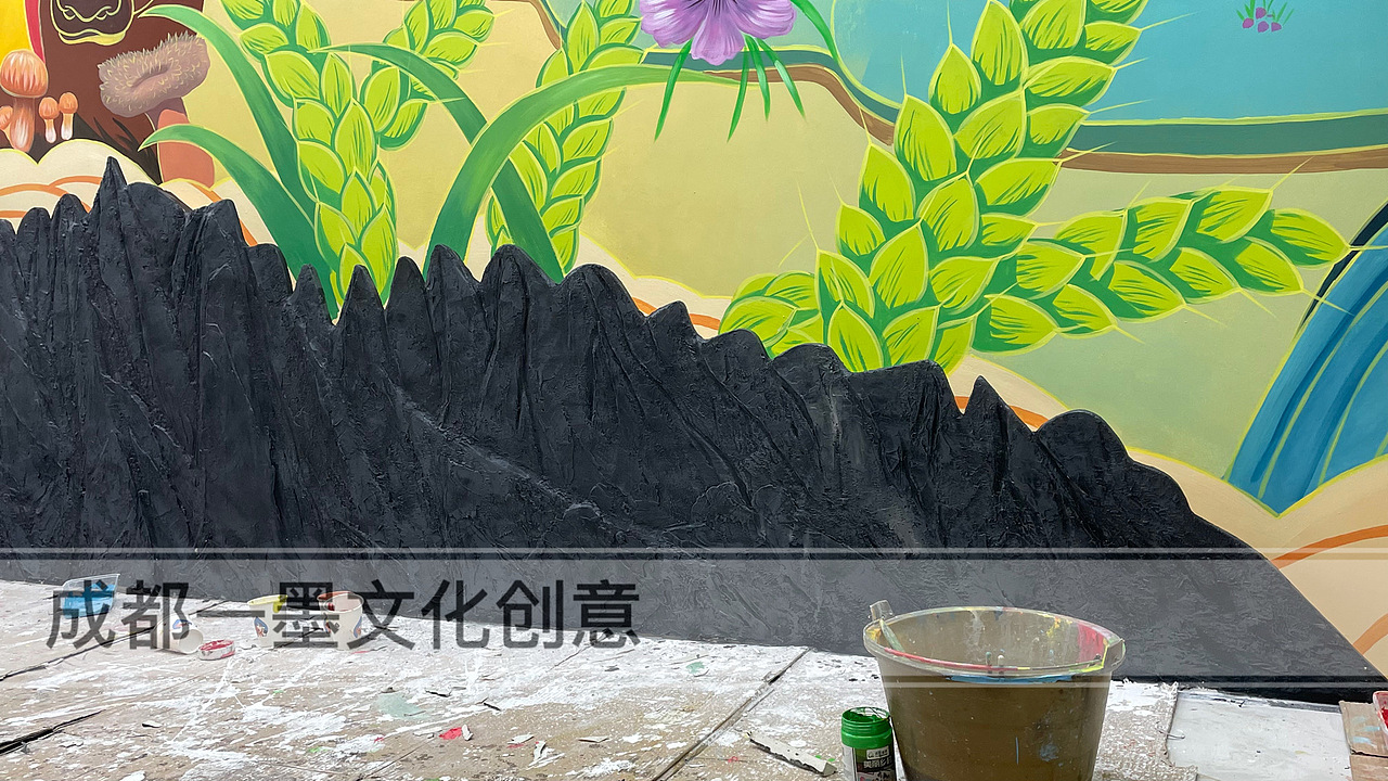 成都墙绘 插画 成都壁画 成都手绘 浮雕壁画 浮雕墙绘