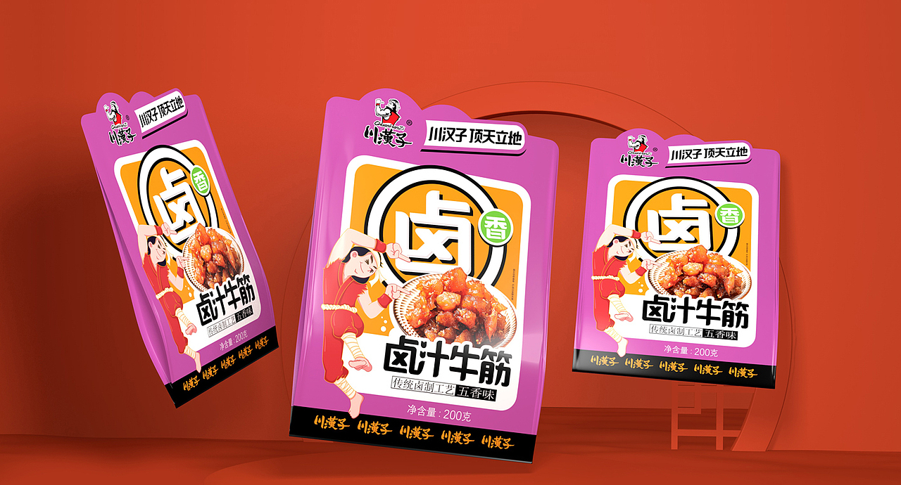 川汉子牛肉丨麻辣牛肉、卤汁牛筋丨火麒麟创意