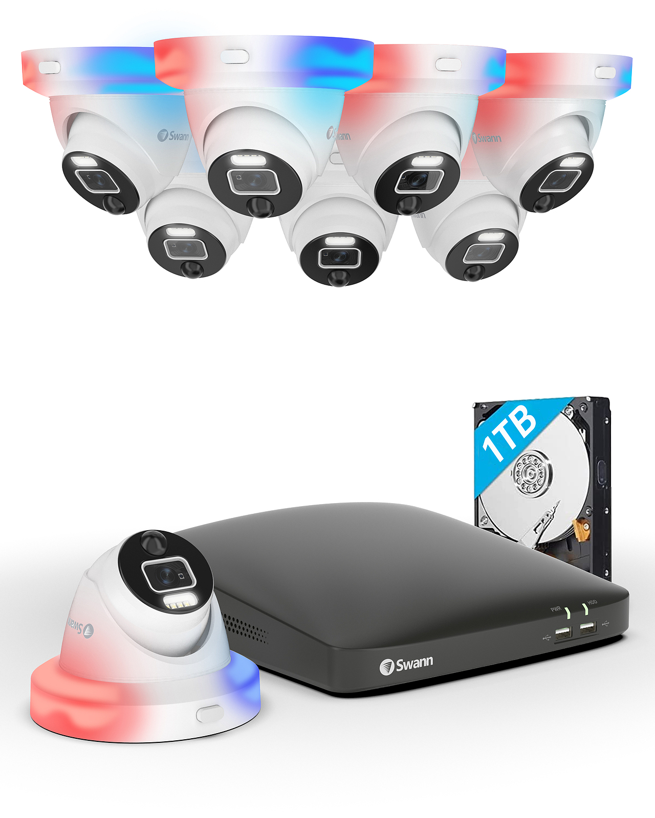 红蓝灯倾斜角度8头套装