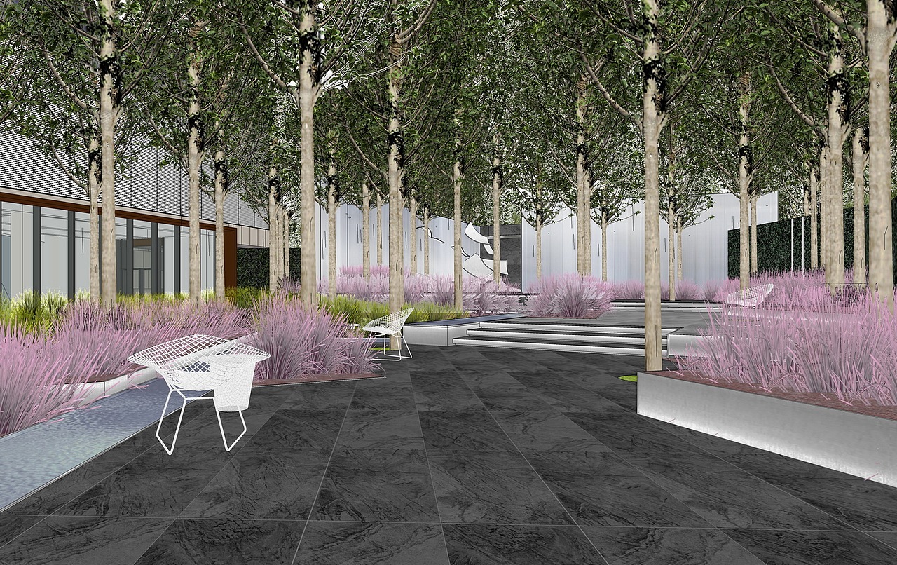 香港置地时光书页艺术中心示范区景观SU模型下载