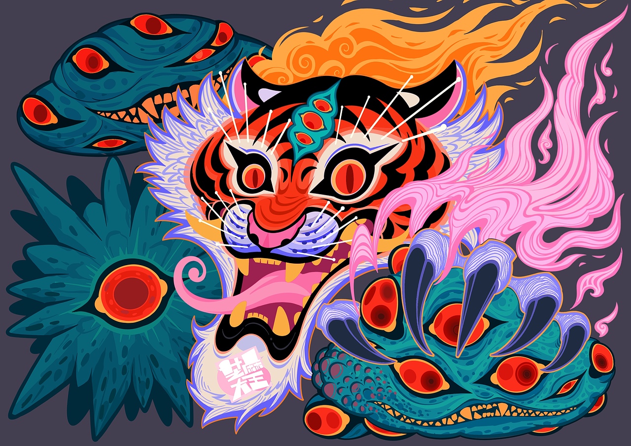 粉虎来袭（图ZMzYxNjA4MzAw） - 创作习作 - 站酷设计师芝麻大王原创素材 - 站酷ZCOOL