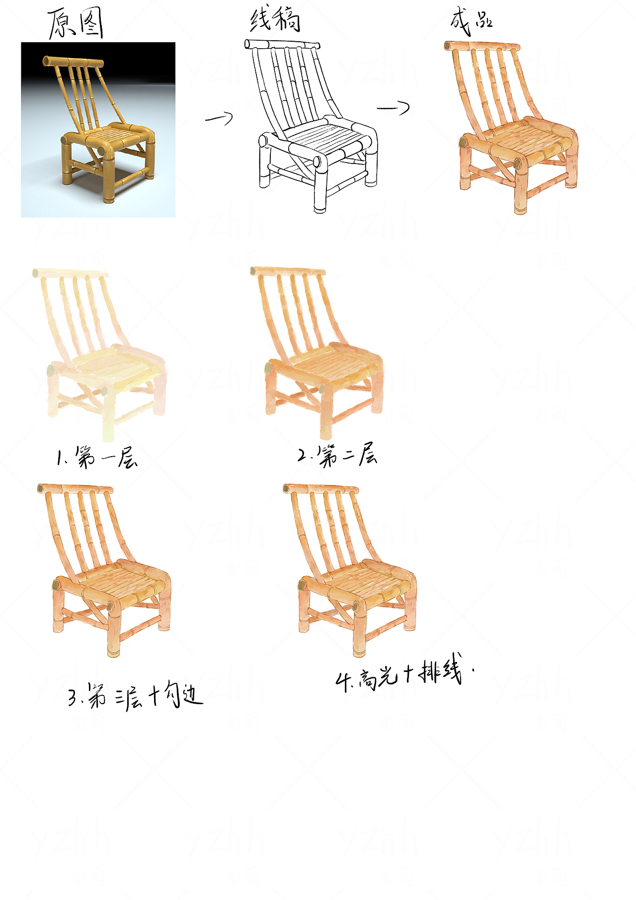 水彩小物件：竹椅子（图ZMzQ1ODQ5Mjgw） - 创作习作 - 站酷设计师曲蔺原创素材 - 站酷ZCOOL