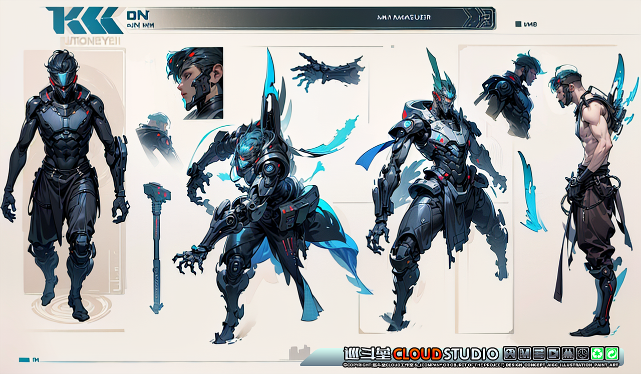 AI原画 赛博朋克Cyberpunk 机甲